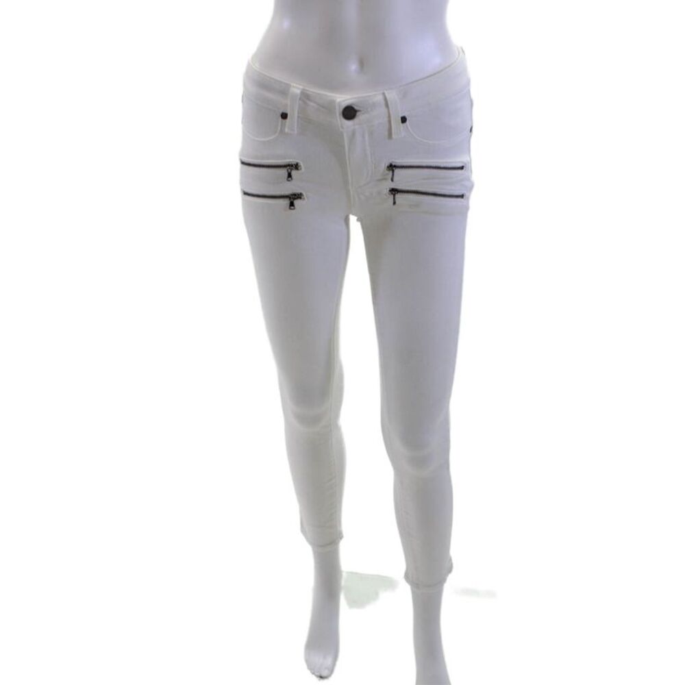 Paige Women Skinny Ankle Biker Jeans White Low Rise Size 25